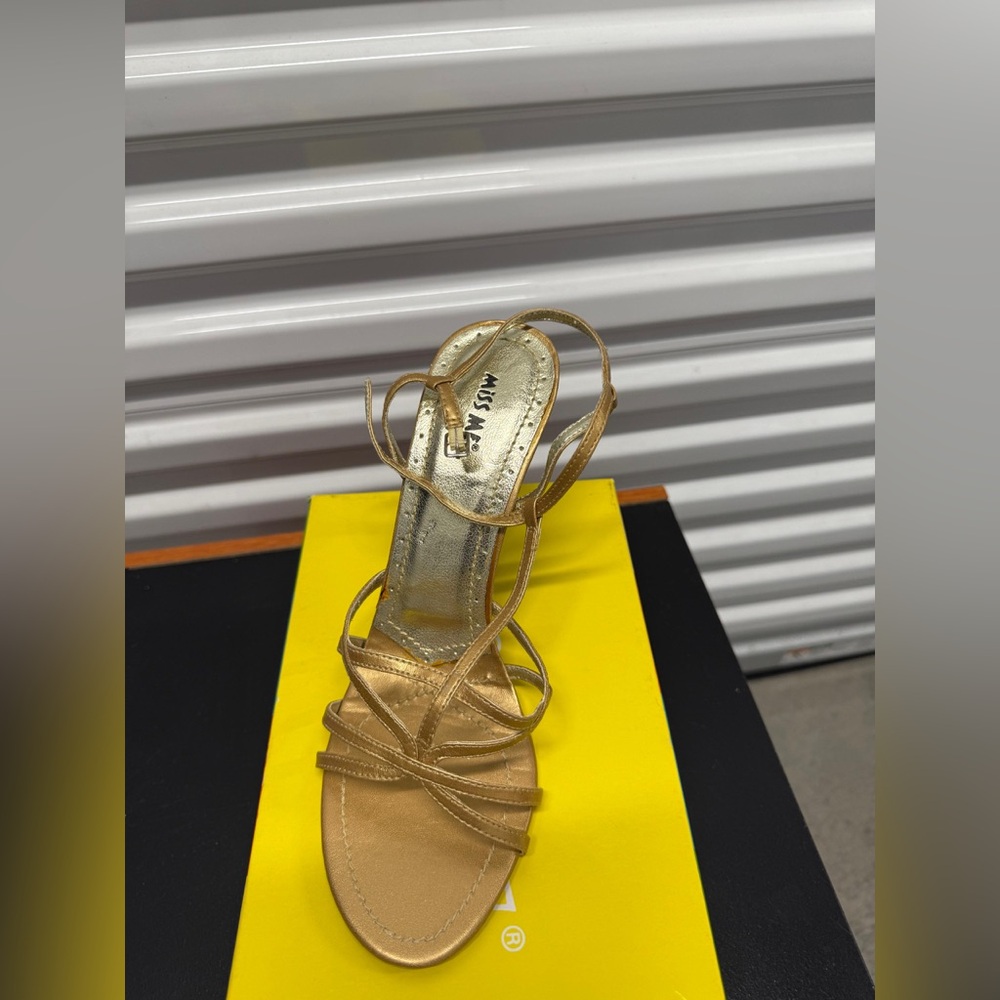 Miss Me Gold Strappy Heels